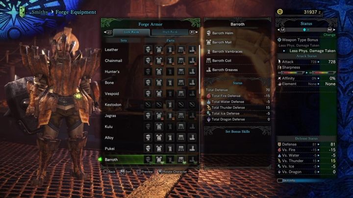 Barroth armor - stats and resistances - Armors - Low Rank in Monster Hunter World - Workshop - Monster Hunter World Game Guide