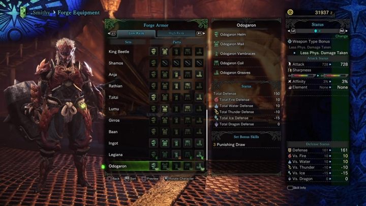 Odogaron Armor - stats and resistances - Armors - Low Rank in Monster Hunter World - Workshop - Monster Hunter World Game Guide