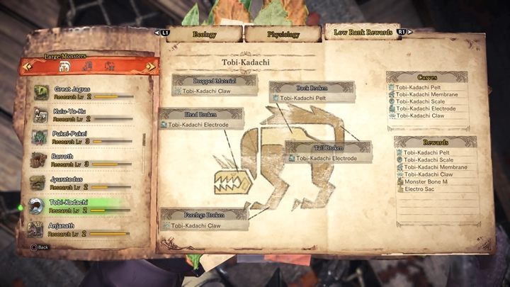 Dropped Material - Tobi-Kadachi - tactics, resistance, weaknesses - Large Monsters - Monster Hunter Generations Game Guide