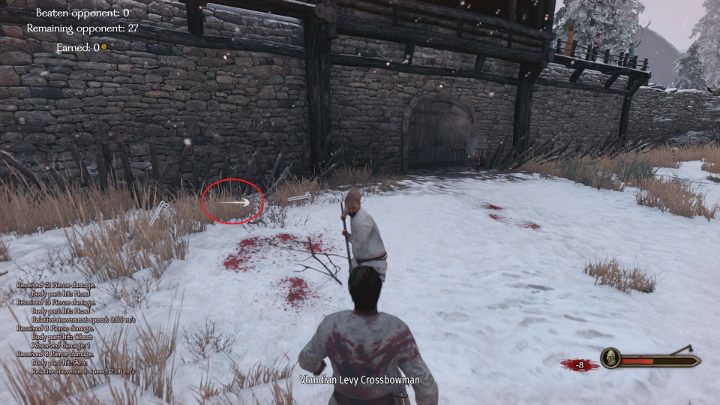 An arrow on the screen shows the direction of attack. - Mount and Blade 2 Bannerlord: How to fight - tips for beginners - Combat - Mount and Blade 2 Bannerlord Guide