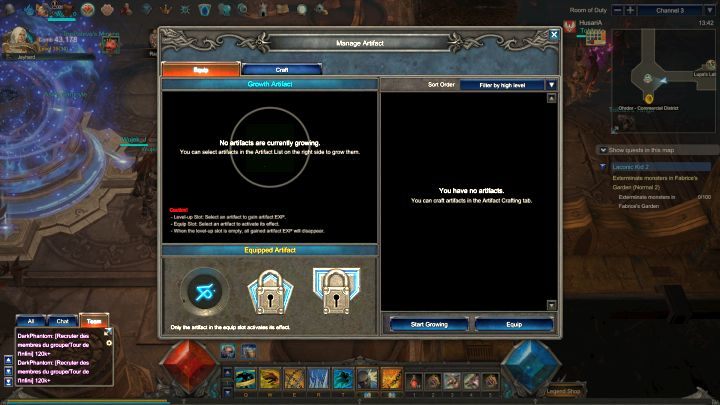 When you get an artifact, you need to equip it with your character. - Alchemy - creating artifacts and upgrade - Gameplay mechanics - MU Legend Game Guide