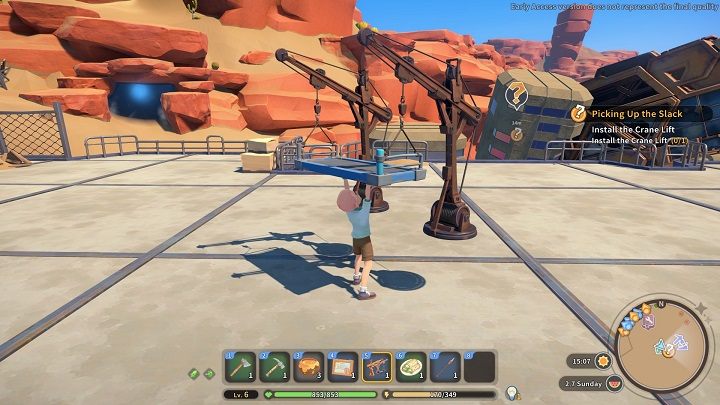 Use all materials on the Crane Lift project at the Assembly Station and finish construction - My Time at Sandrock: Picking Up the Slack - walkthrough - Main missions - My Time at Sandrock Guide, Walkthrough