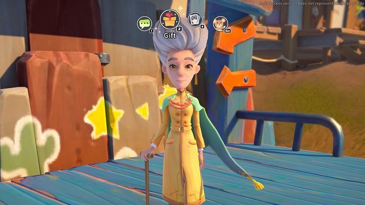 Once you got the gift, talk to Matilda, who is fundraising at the Blue Moon Saloon - My Time at Sandrock: Gift of the Bright Sun - walkthrough, solution - Side missions - My Time at Sandrock Guide, Walkthrough