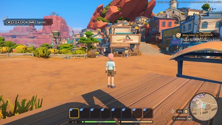 Immediately after arriving to Sandrock you'll be greeted by Mi-An - My Time at Sandrock: Welcome to Sandrock - walkthrough - Main missions - My Time at Sandrock Guide, Walkthrough