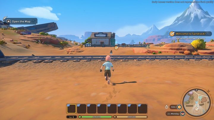 Follow Mi-An until you reach Mason's workshop - My Time at Sandrock: Welcome to Sandrock - walkthrough - Main missions - My Time at Sandrock Guide, Walkthrough