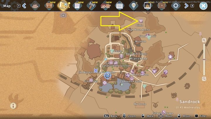 You'll need to deliver the package to Fang, who can be found in his clinic - My Time at Sandrock: Delivery Trainee - walkthrough - Side missions - My Time at Sandrock Guide, Walkthrough