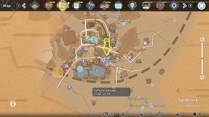 Your next objective is to visit the Blue Moon Saloon - My Time at Sandrock: Takin it Easy - walkthrough - Side missions - My Time at Sandrock Guide, Walkthrough