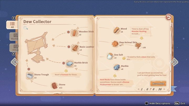 The Dew Collector automatically collects Dew, the material needed to make water - My Time at Sandrock: Water - how to get more? - FAQ - My Time at Sandrock Guide, Walkthrough