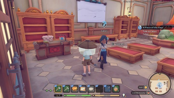 You need to bring the Fish Fossil part you found to Catori, who is in the Museum in the northern part of the town - My Time at Sandrock: A Piece of the Past - walkthrough - Side missions - My Time at Sandrock Guide, Walkthrough