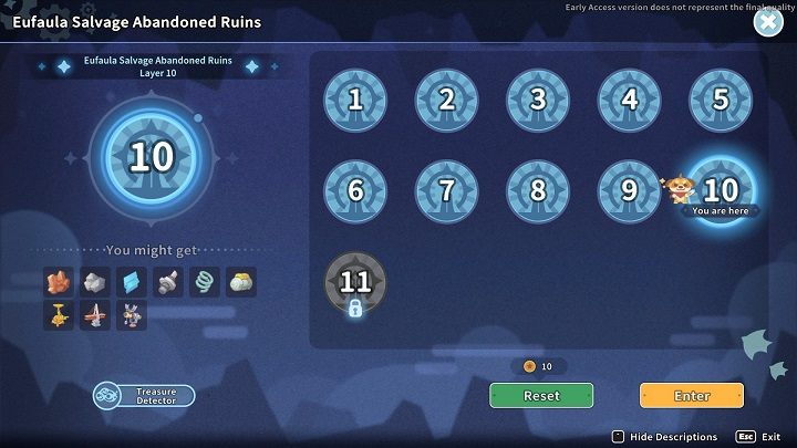 As you enter the ruins, you need to choose what level you want to explore - My Time at Sandrock: Abandoned Ruins - Basics - My Time at Sandrock Guide, Walkthrough