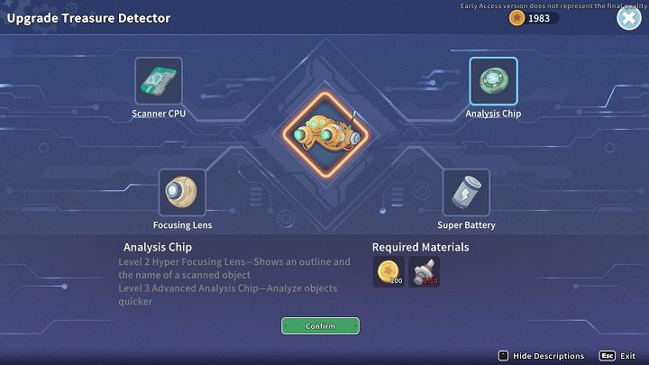 The Treasure Detector - your scanner - consists of four components, each of which can be upgraded twice - My Time at Sandrock: Abandoned Ruins - Basics - My Time at Sandrock Guide, Walkthrough