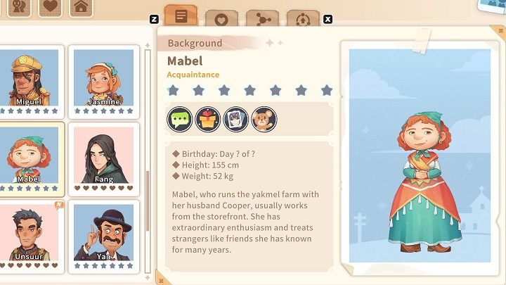 Mabel is a friendly, open-minded woman who treats everyone as a friend - My Time at Sandrock: Characters and Romance - Basics - My Time at Sandrock Guide, Walkthrough