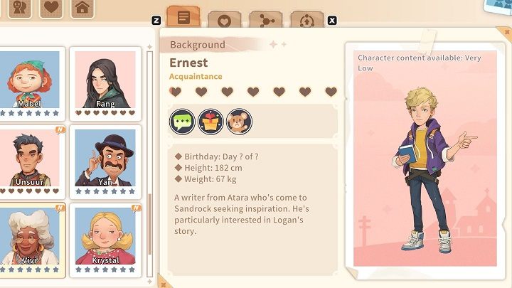 From an early age, Ernest was curious about the world - My Time at Sandrock: Characters and Romance - Basics - My Time at Sandrock Guide, Walkthrough