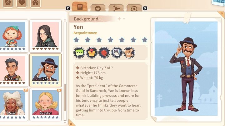 Yan is the man without whom the Commerce Guild would not exist - My Time at Sandrock: Characters and Romance - Basics - My Time at Sandrock Guide, Walkthrough
