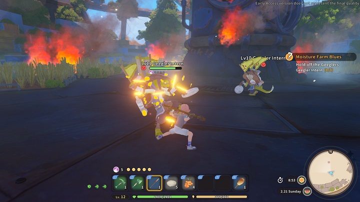 The mission starts very intensely, as you are immediately thrown into the midst of battle - My Time at Sandrock: Moisture Farm Blues - walkthrough - Main missions - My Time at Sandrock Guide, Walkthrough