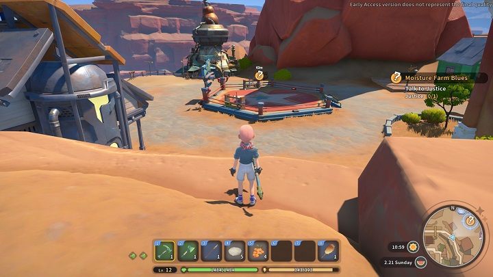 Now you need to talk to Justice, who you will find near the Research Center - My Time at Sandrock: Moisture Farm Blues - walkthrough - Main missions - My Time at Sandrock Guide, Walkthrough