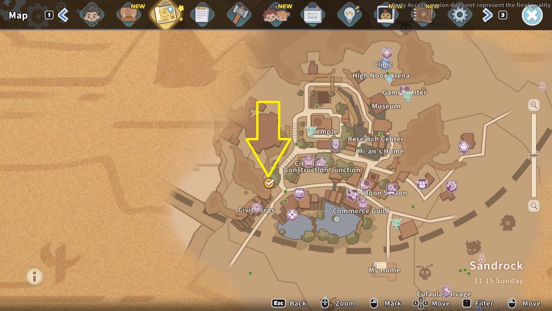 The Breach is located on the west side of town - My Time at Sandrock: Moisture Farm Blues - walkthrough - Main missions - My Time at Sandrock Guide, Walkthrough