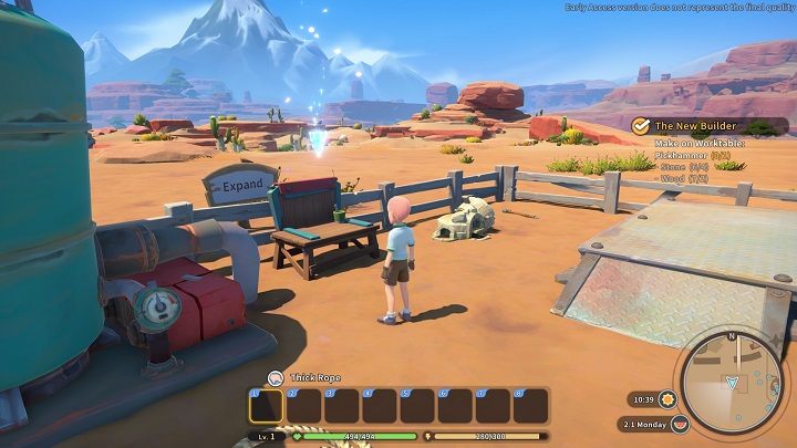 After gathering the resources, approach the Worktable in your workshop - My Time at Sandrock: The New Builder - walkthrough - Main missions - My Time at Sandrock Guide, Walkthrough