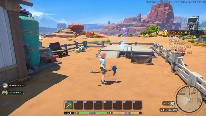 Go back to the workshop, approaching the metal platform and the book - My Time at Sandrock: The New Builder - walkthrough - Main missions - My Time at Sandrock Guide, Walkthrough
