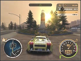 You will have to watch out for some challenging turns located near the finish line (#1) - Black List #5 - Webster - Career - Need for Speed: Most Wanted - Game Guide and Walkthrough