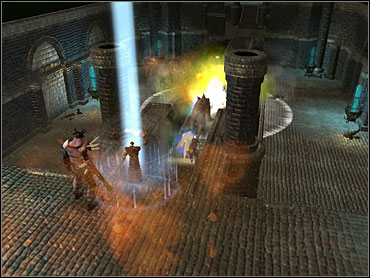 This battle is extremely difficult, especially that the tight path that you're on is a very uncomfortable spot to defend yourself - Merdelain - The Final Battle - Neverwinter Nights 2 - Game Guide and Walkthrough