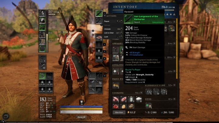 The repair process takes place directly in the inventory window - New World: Items - how to repair? - FAQ - New World Guide