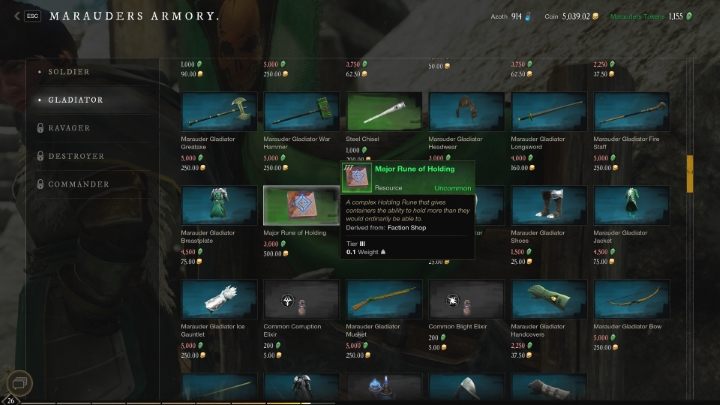 In addition to the above materials for crafting, you also need the Rune of holding - New world: How to increase carrying capacity? - FAQ - New World Guide