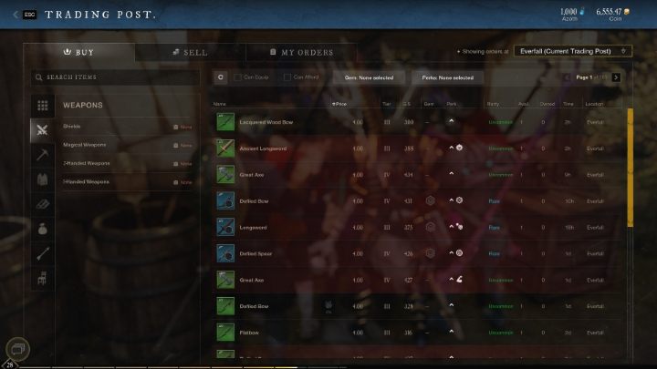 In each settlement in New World you will find Trading Posts, where you can sell items - New World: how to acquire better weapons and armor? - FAQ - New World Guide