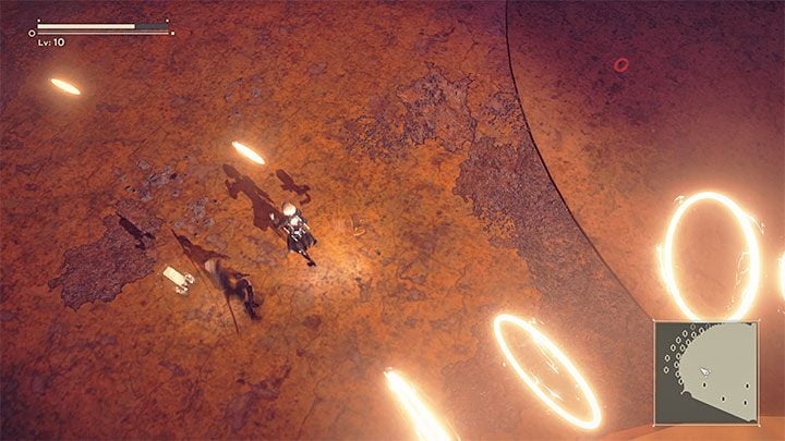 In the further part of the fight, the hacking mini-game can be triggered not just by the yellow shockwaves, but also by yellow circles - NieR Automata: Chapter 4 Route A - walkthrough - Route A - NieR Automata Guide