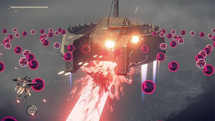 Goliath Flyer can also shoot a wide red beam of energy - NieR Automata: Chapter 7, Route A - walkthrough - Route A - NieR Automata Guide
