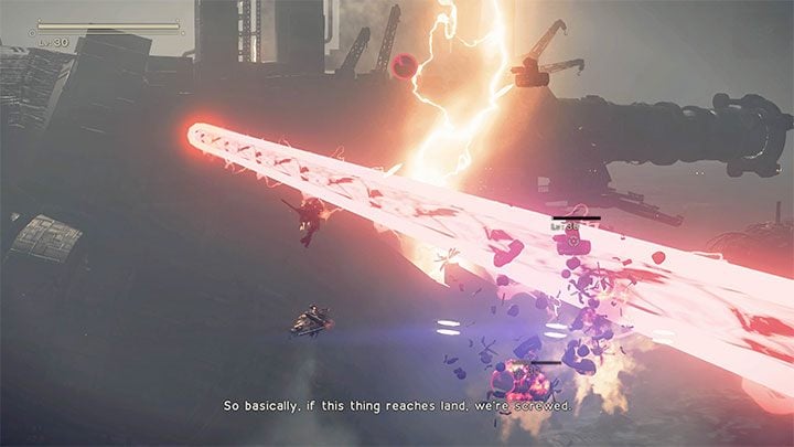 Soon, first EMP generator on the Colossus body will be marked as an objective to be destroyed - NieR Automata: Chapter 7, Route A - walkthrough - Route A - NieR Automata Guide