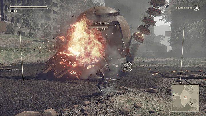 Only attack the spider in melee if it's stunned, as it leaves it defenseless for a short period of time - NieR Automata: Chapter 10, Ending A, Route A - walkthrough - Route A - NieR Automata Guide