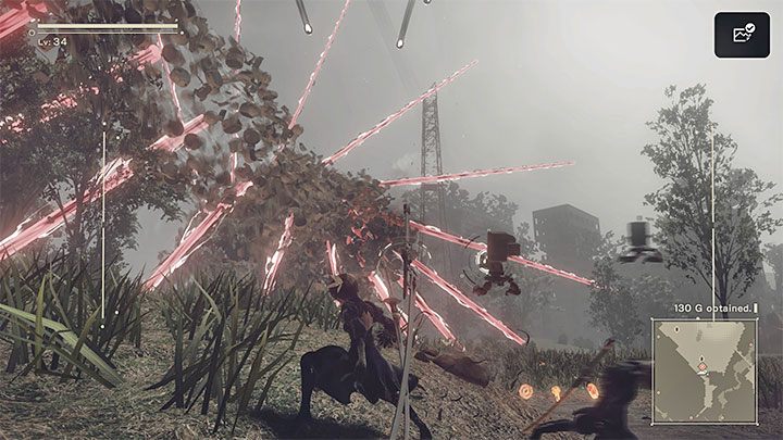 Some sort of mechanical centipede will take part in the fight and it will attack from the air - focus on avoiding the red energy streams - NieR Automata: Chapter 10, Ending A, Route A - walkthrough - Route A - NieR Automata Guide