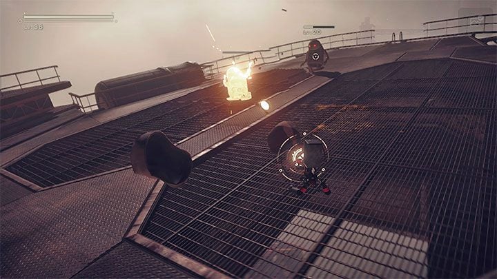 The second part of this section requires you to control the pod itself to destroy approaching machines - NieR Automata: Chapter 1, Route B - walkthrough - Route B - NieR Automata Guide