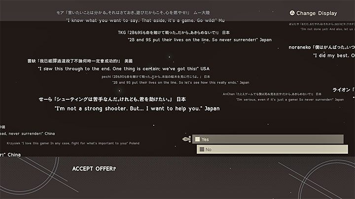 In the later stage of the credits, even after a restart, you can almost immediately get under heavy fire, and the situation may seem lost - Nier Automata: Route C and Route D endings - walkthrough - Route C & D - NieR Automata Guide