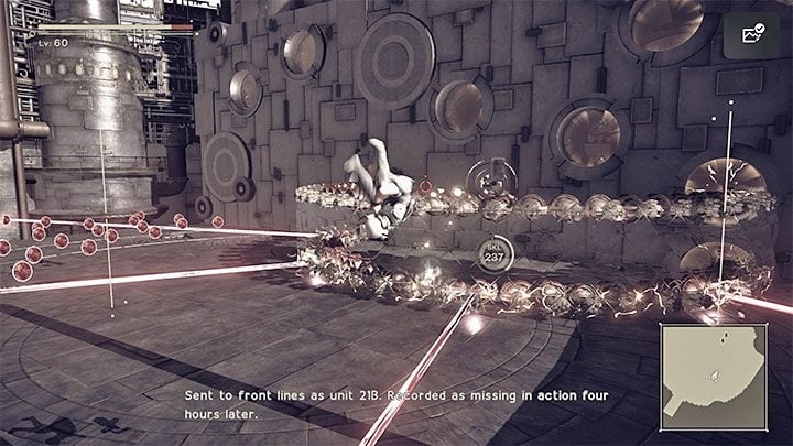 The rings will shoot red lasers - Nier Automata: Chapter 16, 9S and A2 - Route C, D - walkthrough - Route C & D - NieR Automata Guide