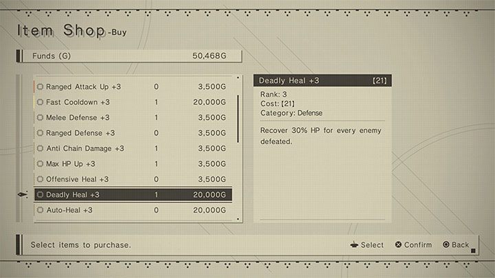 Here are a few types of chips that can help you recover health - NieR Automata: Healing - how to recover health? - FAQ - NieR Automata Guide