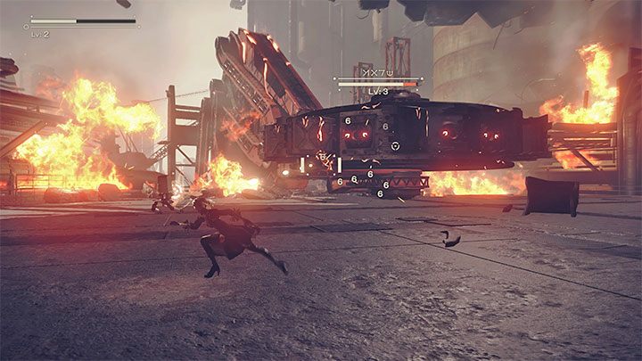 If you can, lock the camera on the mini-boss to have easier time attacking it - NieR Automata: Chapter 1, Route A - walkthrough - Route A - NieR Automata Guide