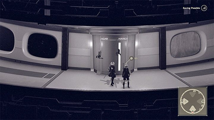 Return to the main corridor and reach the elevator to the hangar - NieR Automata: Chapter 1, Route A - walkthrough - Route A - NieR Automata Guide