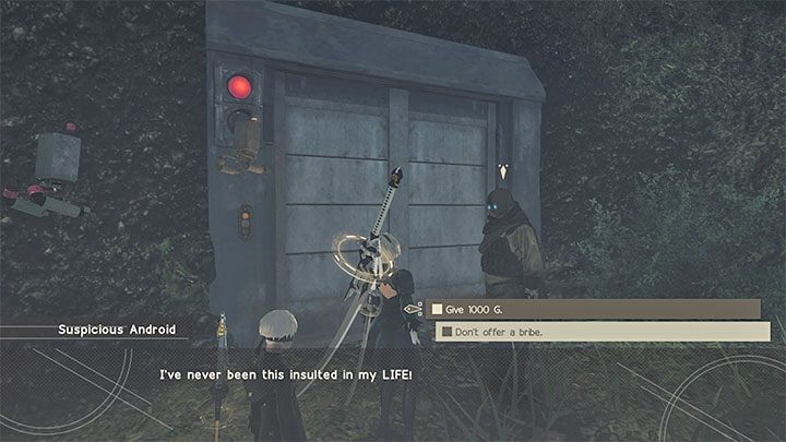 Quest description: The entrance to the underground colosseum is hidden behind one of the partially flooded buildings - Nier Automata: Flooded City - walkthrough, side missions - Side missions - NieR Automata Guide