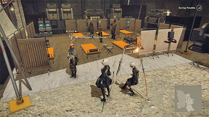 The Maintenance Shop Owner is available from the start of the game - NieR Automata: List of traders - Summaries - NieR Automata Guide