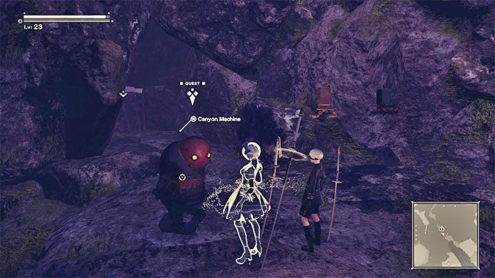 The Canyon Machine is a machine that gives you the Lord of the Valley side quest that begins in the ravine within the forest - NieR Automata: List of traders - Summaries - NieR Automata Guide