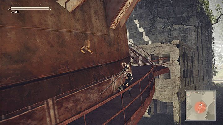 You will find them again in the red circle marking the defeated Goliath - NieR Automata: Bunker - walkthrough, side missions - Side missions - NieR Automata Guide