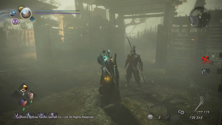 Open the door - on the left you have a Scammpus, and on the right, you have a path leading further into the location - NiOh 2: The Two Faces of Hospitality walkthrough - Main missions - NiOh 2 Guide