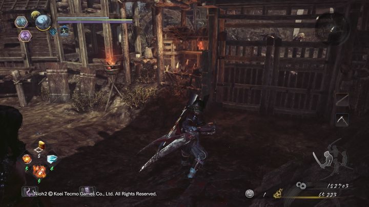 As soon as you open the door, cross the wooden bridge - The Mysterious One Night Castle | NiOh 2 Walkthrough - Main missions - NiOh 2 Guide