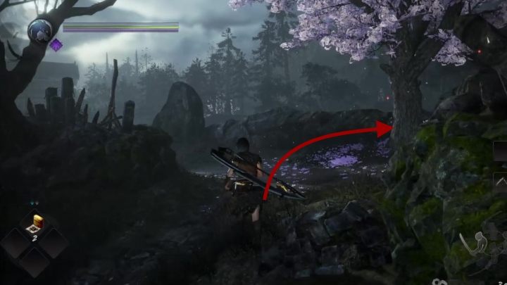 Head towards the purple tree - NiOh 2: The Village of Cursed Blossoms walkthrough - Main missions - NiOh 2 Guide