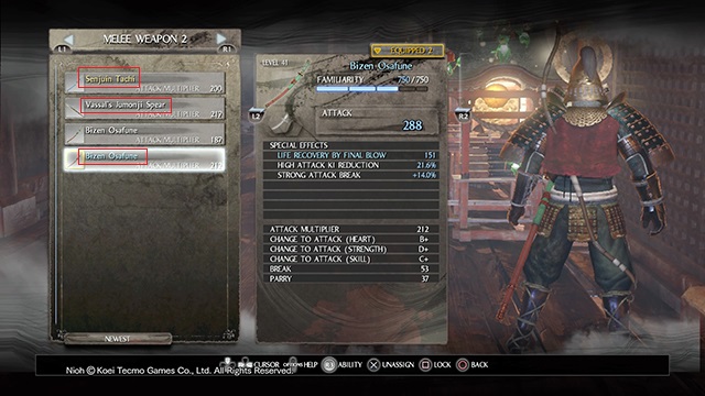 Color used to describe a weapon signifies how common the weapon is - Statistics and weapon familiarity | Equipment | NiOh - Equipment - NiOh Game Guide