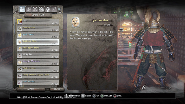 Hyottoko mask is one of the more interesting items - Usable items and mission items | Equipment | NiOh - Equipment - NiOh Game Guide