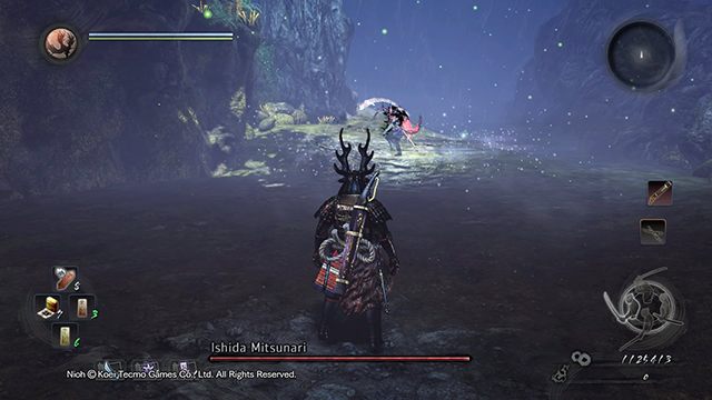 You have to watch out for the enemy attacks from the very beginning of the battle - Ishida Mitsunari | NiOh Boss Encounters - Boss Encounters - NiOh Game Guide