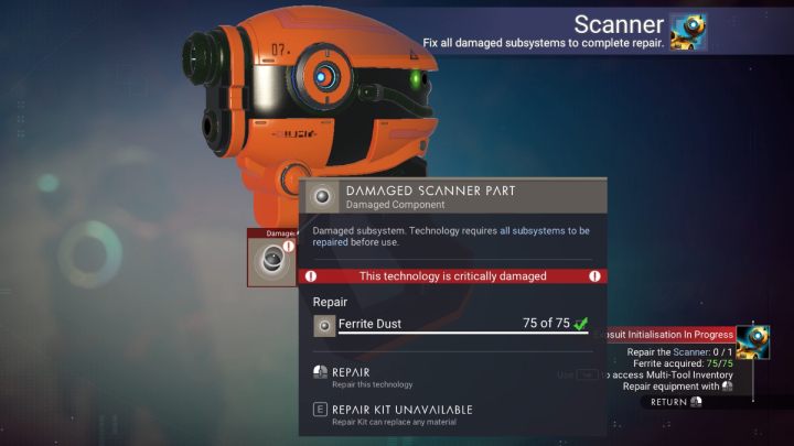 After the game starts, your first task will be to rebuild the scanner - No Mans Sky 2022: How to leave first planet? - No Mans Sky: FAQ - No Mans Sky Game Guide